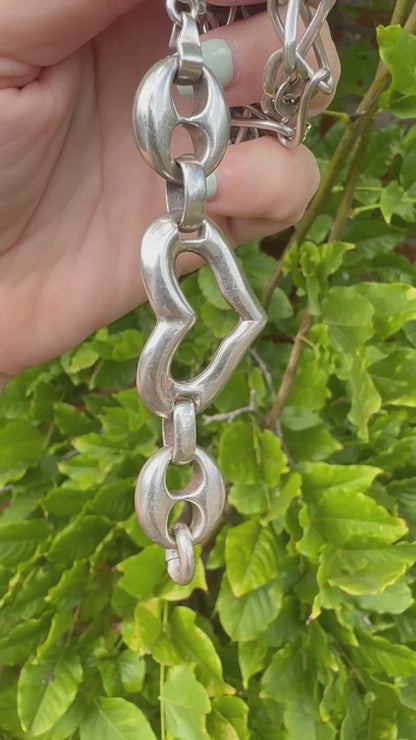 Sterling Silver Puffy Mariner & Heart extender