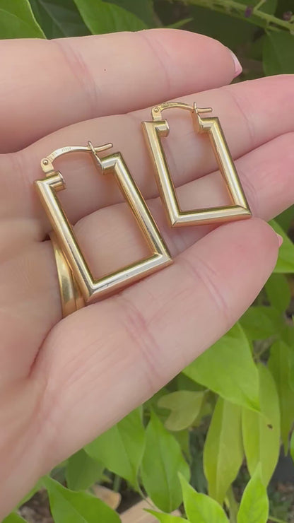 9ct Gold Rectangular Hoops