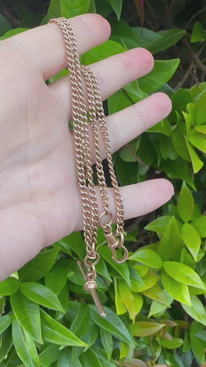 Vintage 9ct Rose Gold Albert chain with t-bar