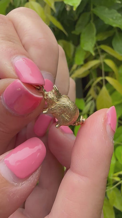 Vintage 9ct Gold Piggy Bank charm, with moving coin/tail