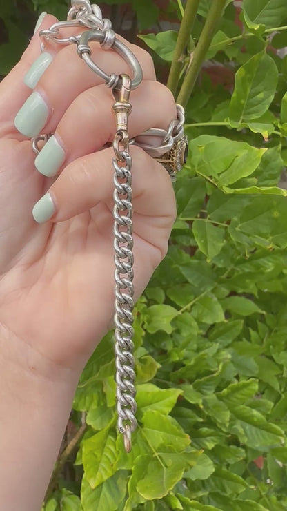 Mix metal curb extender. 9ct rose gold dog clip & sterling curb links