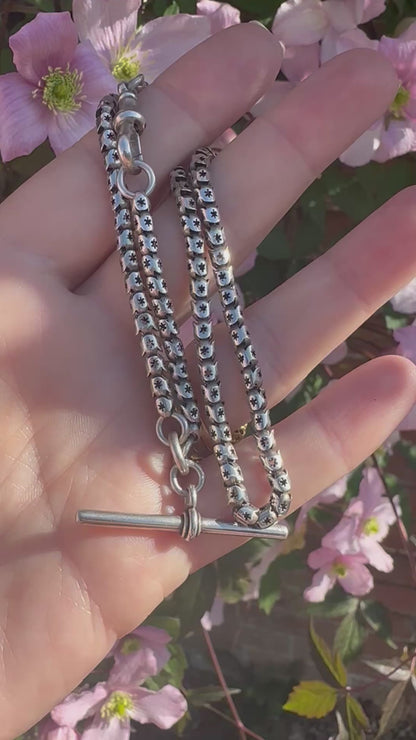Sterling Silver Star Pierced chain with dog clip and T-Bar