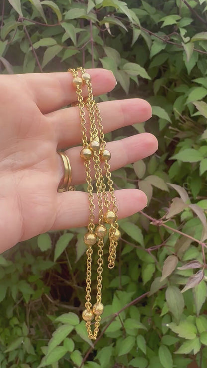 Vintage 9ct Yellow Gold Ball station chain