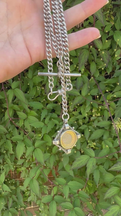Reimagined Sterling Silver Albert chain with Compass Fob