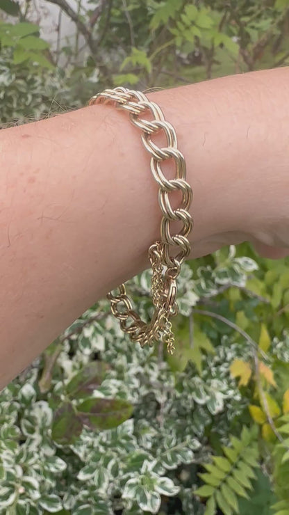 Vintage 9ct Double Curb bracelet with large spring ring