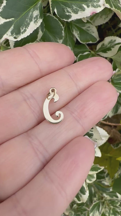 9ct Yellow Gold Cursive C Charm
