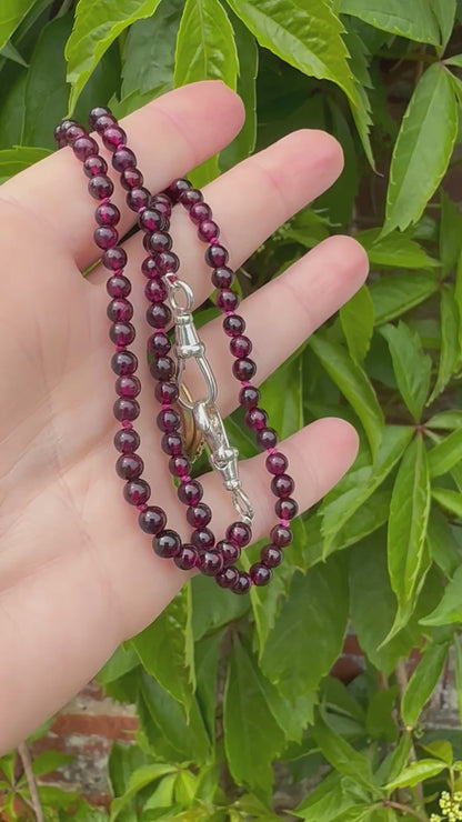 Re-imagined Vintage Garnet Beads with Vintage Sterling silver Dog clips