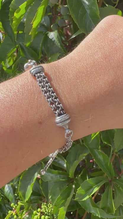 Sterling Silver rope & ribbed belcher Albertina bracelet