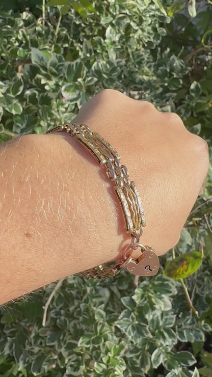 Vintage 9ct Rose Gold Patterned Gate Bracelet