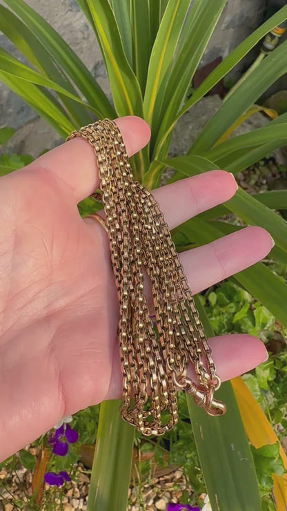 Antique 9ct Gold Triple Flat edged belcher chain with dog clip