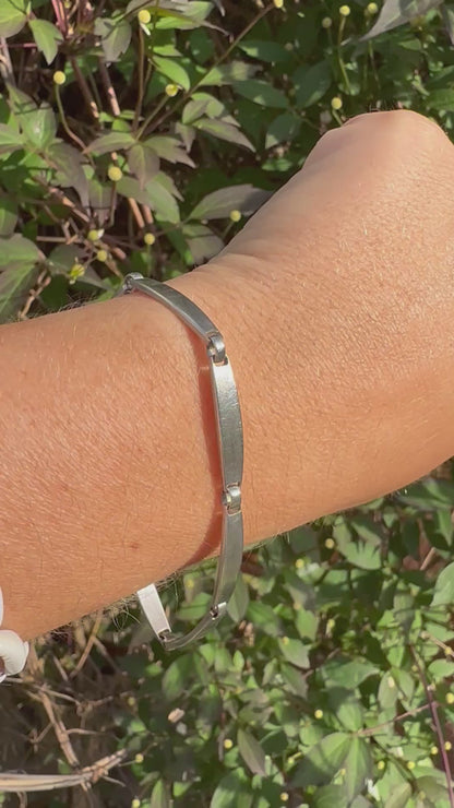 Sterling silver curved bar bracelet