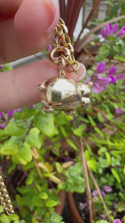 Vintage 9ct Puffy Pig Charm