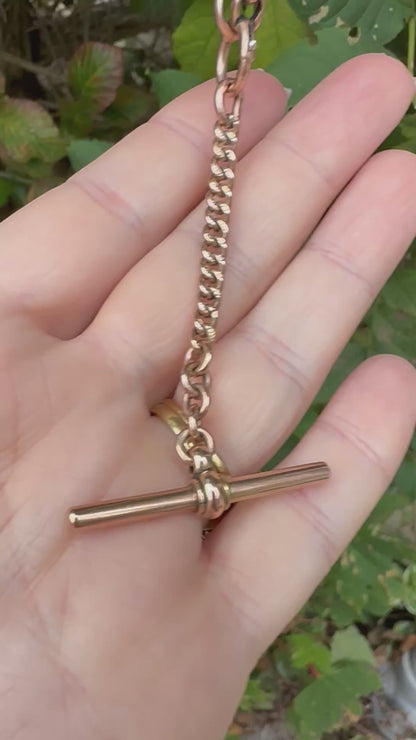 Antique 9ct Gold Swivel T-Bar on a chain