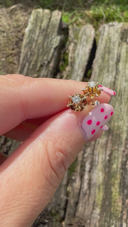 9ct Diamond buttercup stud earrings