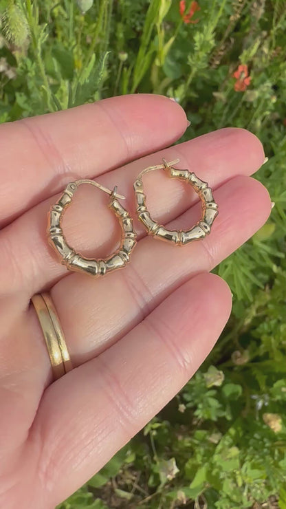 Vintage 9ct Gold UnoAerre Bamboo Hoops