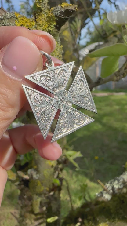 Antique Sterling silver Maltese cross fob