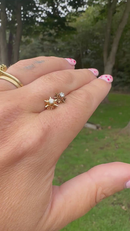 9ct Diamond buttercup stud earrings