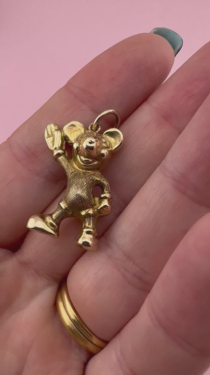 Vintage 9ct Gold Mickey Mouse Charm, 2.23g, 1963, made by George Jensen