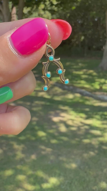 9ct Gold Turquoise Wishbone charm