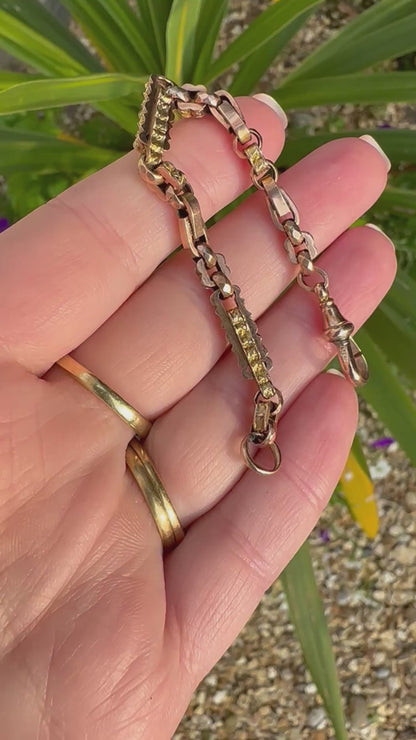 Antique 9ct Rose Gold fancy link extender, with dog clip