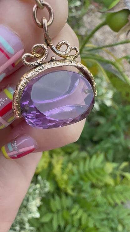 Antique 9ct Gold Amethyst Fob