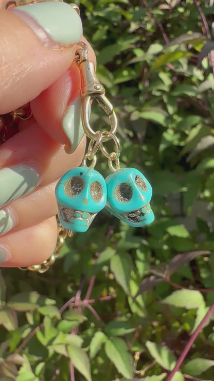 9ct Gold and Turquoise Skull charms