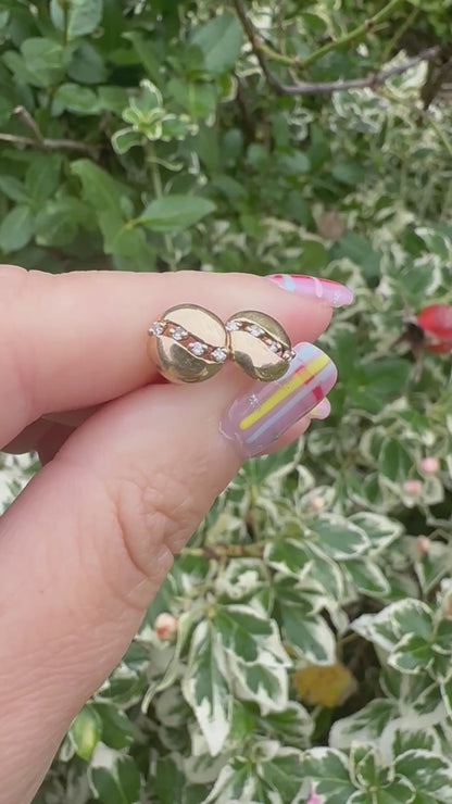 9ct Gold Round studs with diamond accents