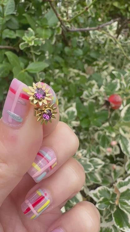 9ct Amethyst Flower Studs