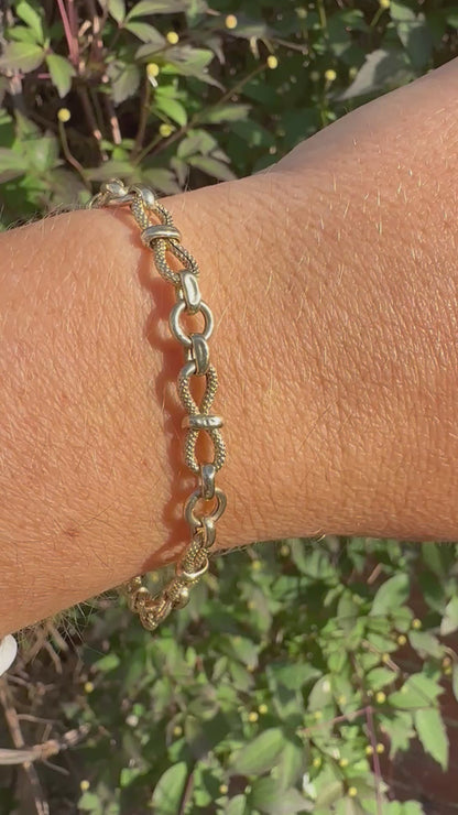 Vintage textured infinity link bracelet