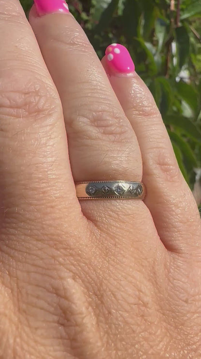 Vintage 9ct Flush set Diamond band