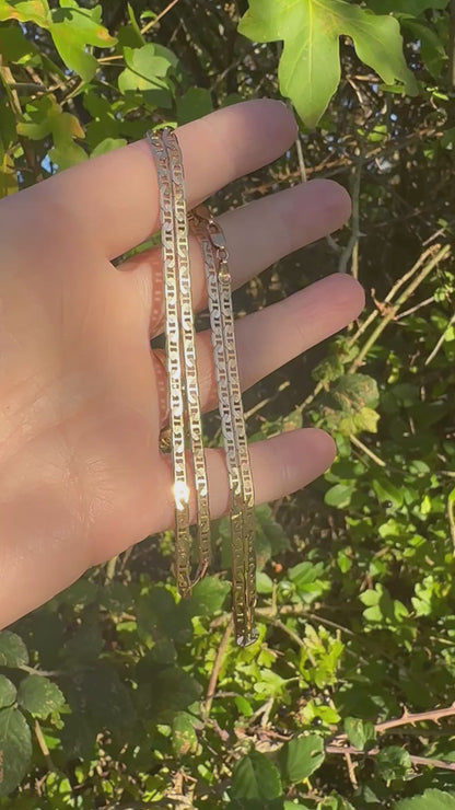 Vintage 9ct Yellow Gold Flat Mariner chain