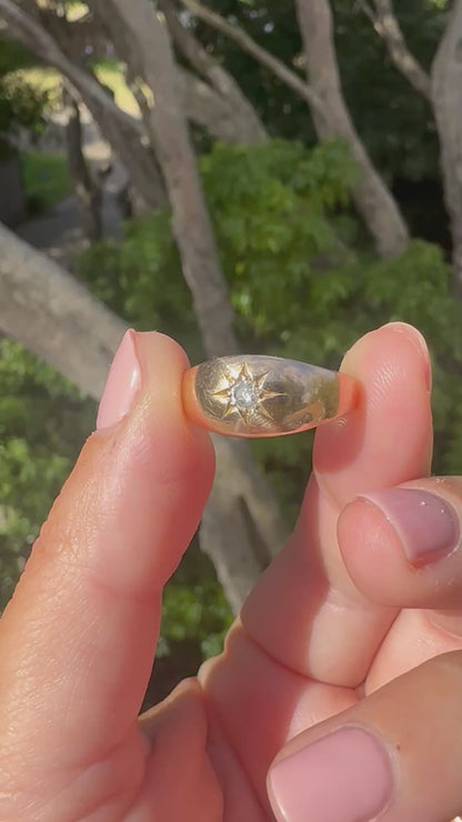 Antique 18ct Gold Star set Diamond Gypsy ring