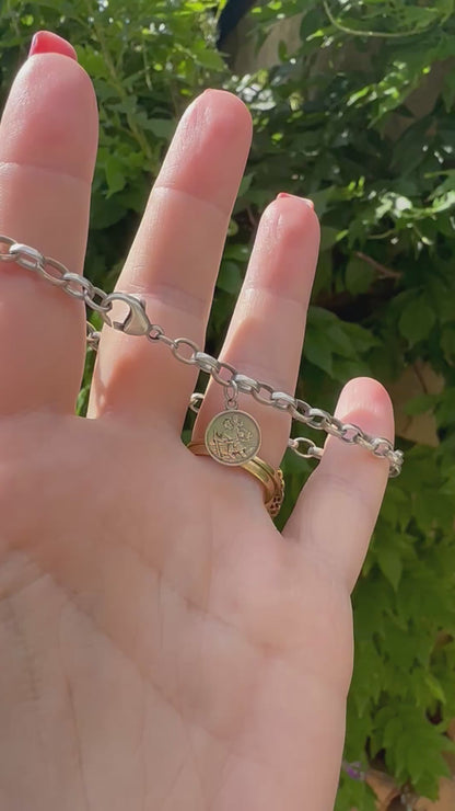 Silver Belcher Bracelet with St Christopher charm