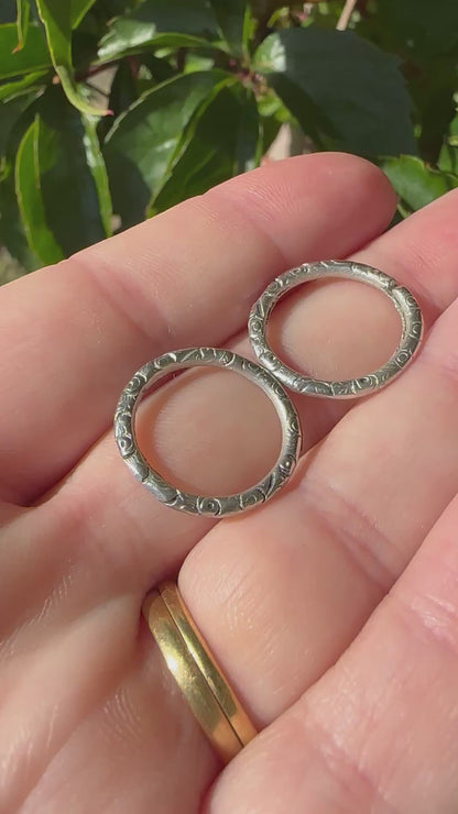 Sterling Silver Carved Split ring x2