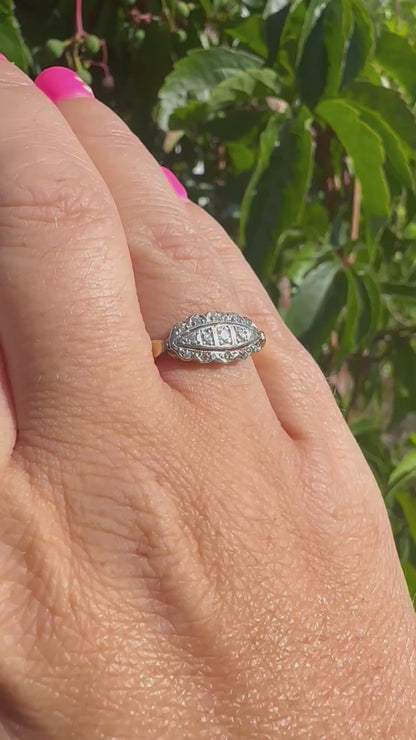Vintage 18ct Diamond Boat Ring