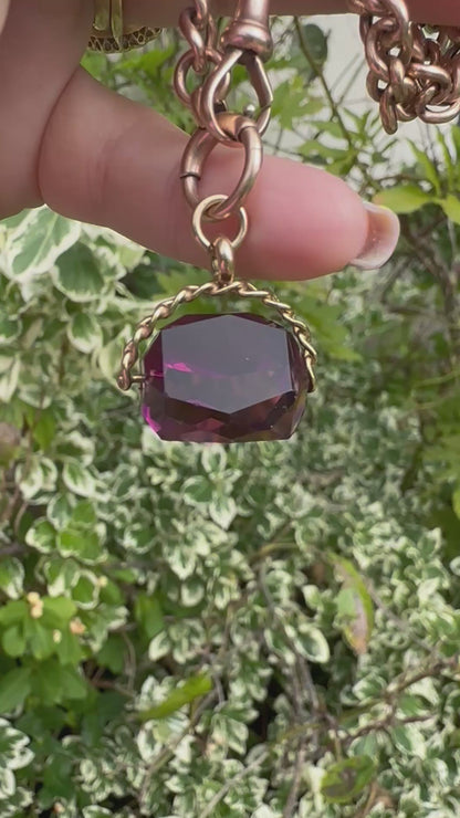 Vintage 9ct Gold Amethyst Spinning Fob