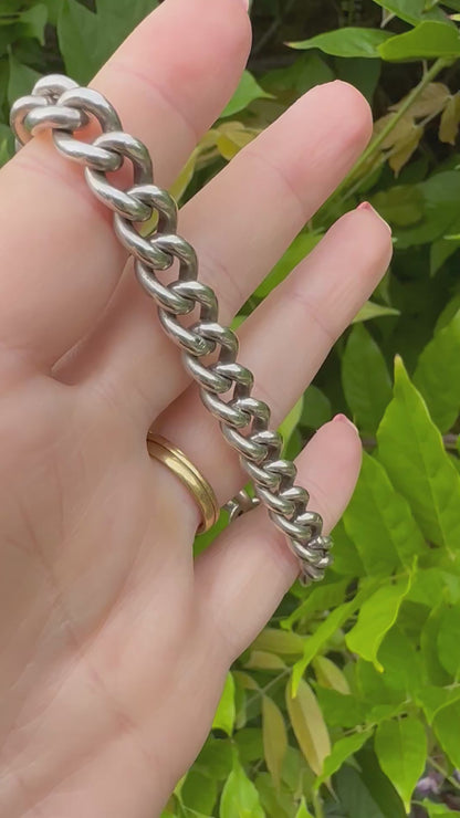 Sterling Silver Graduated Chunky Albert Bracelet