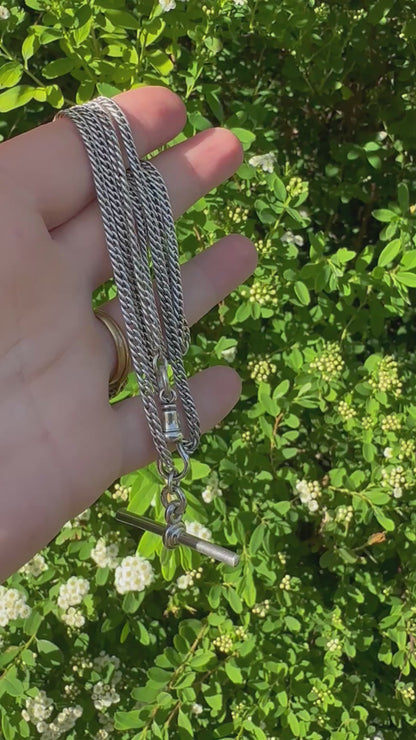 Antique Sterling Silver tight curb long guard chain