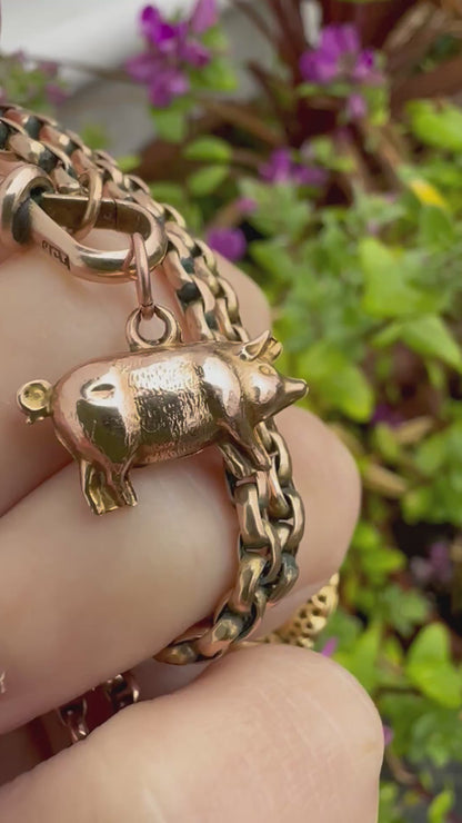 9ct Rose gold pig charm