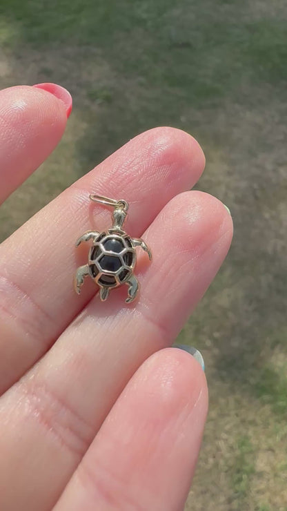 Vintage 9ct Gold Onyx Turtle charm