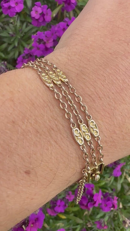 10ct Gold Oval and cable link bracelet