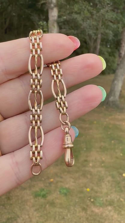 Antique  9ct Rose Gold Gate extender/Bracelet with antique dog clip