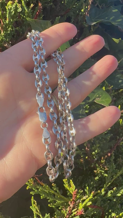 Vintage Sterling Silver Puffy Mariner chain