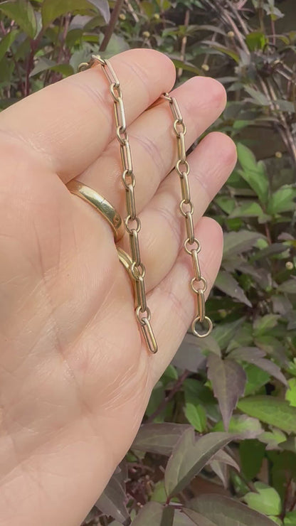 9ct trombone and circle link bracelet- no clasp
