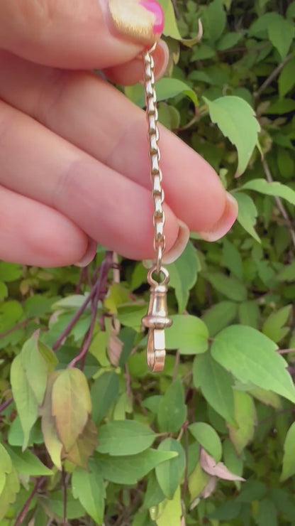 Antique 9ct peachy faceted Oval belcher extender with flat edged dog clip