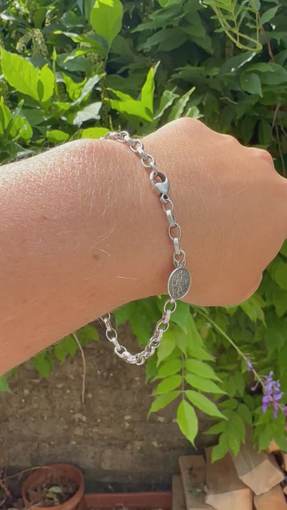 Silver Belcher Bracelet with St Christopher charm
