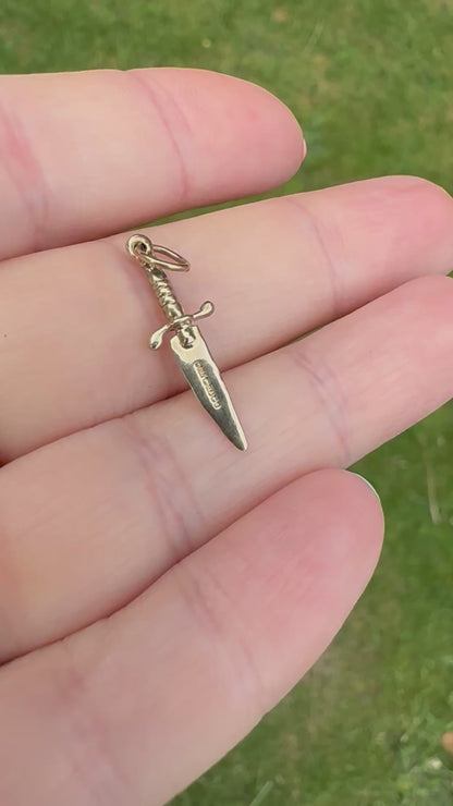 Vintage 9ct Dagger charm