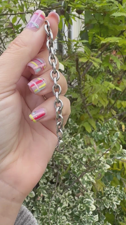 Sterling silver cable link extender with large lobster clasp