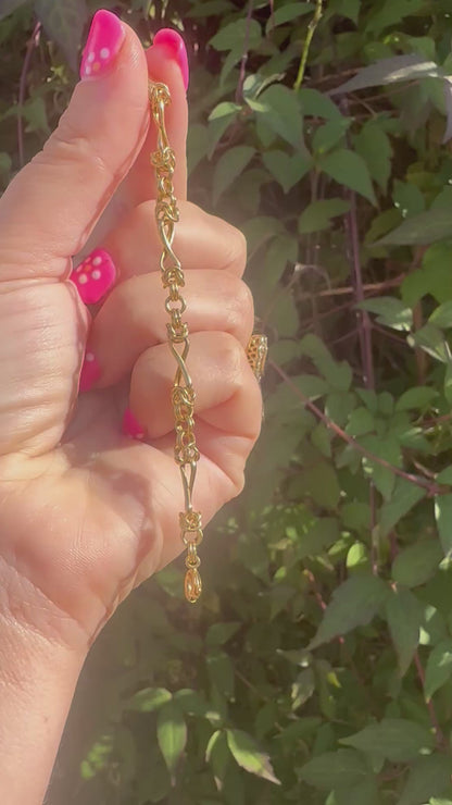 Vintage 9ct Yellow gold Byzantine & infinity link extender