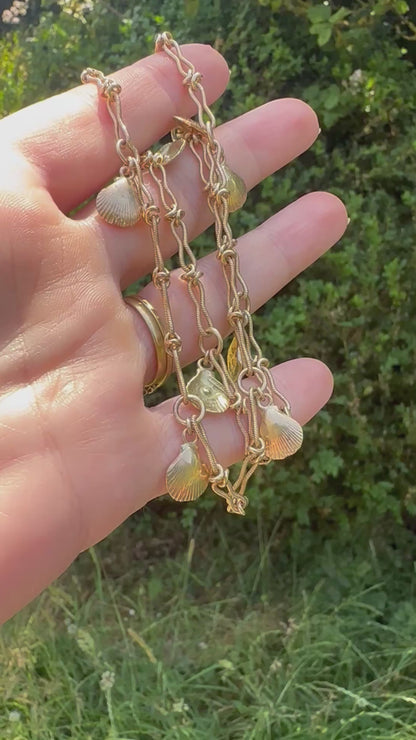 Vintage 9ct Gold Infinity Link chain with 14ct Shells